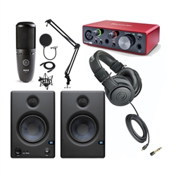 Combo Phòng Thu, Micro AKG P120, Sound Card Solo, Loa Presonus E4.5, Tai Nghe Audio Technica ATH-M20x Kèm Phụ Kiện