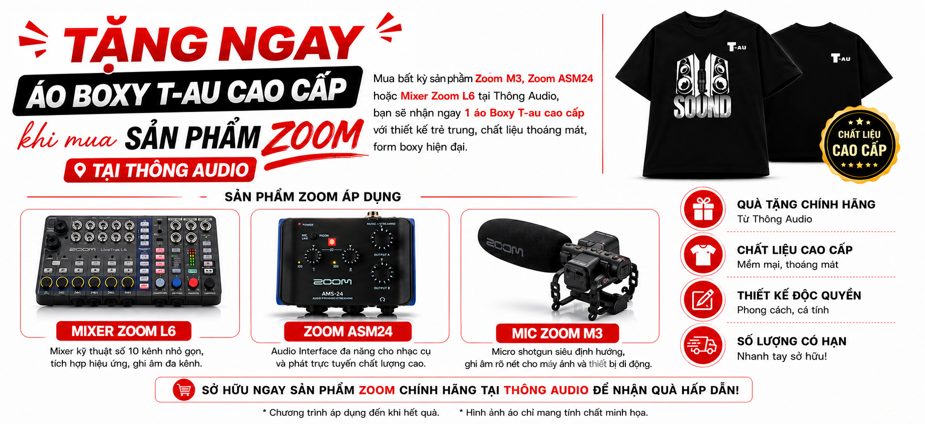 Tặng ngay áo thun Boxy cao cấp khi mua Zoom