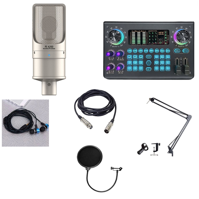 Combo Livestream Micro Takstar PC K200 và soundcard C100 kèm phụ kiện