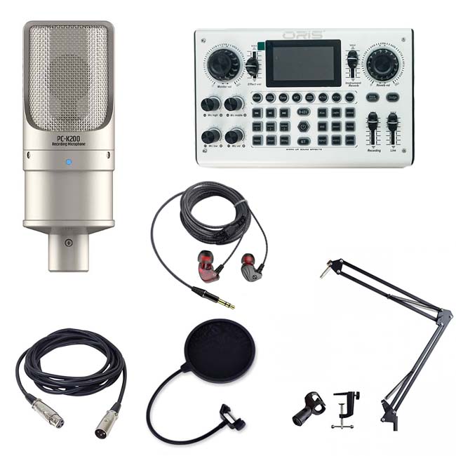 Combo Livestream Micro Takstar PC K200 và soundcard c100 pro