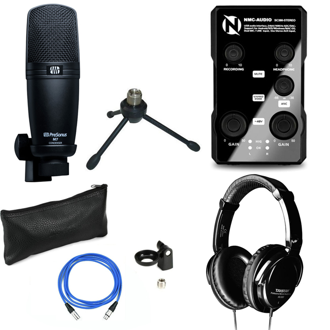 Combo thu âm Presonus M7, soundcard NMC Audio SC380 và tai nghe Takstar HD2000