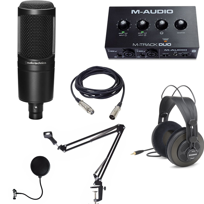 Combo thu âm micro Audio Technica AT2020 và Soundcard Maudio Mtrack DUO