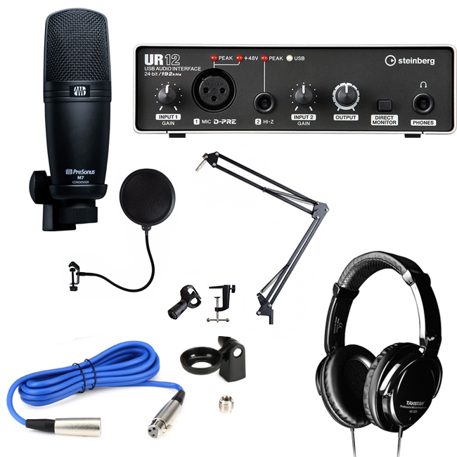 Combo micro Presonus M7 và Soundcard Steinberg UR12, tai nghe Takstar HD2000 đầy đủ phụ kiện