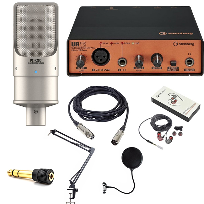 Combo thu âm Micro Takstar K200 và Steinberg UR12, tai nghe NMC QKZ60 đầy đủ phụ kiện