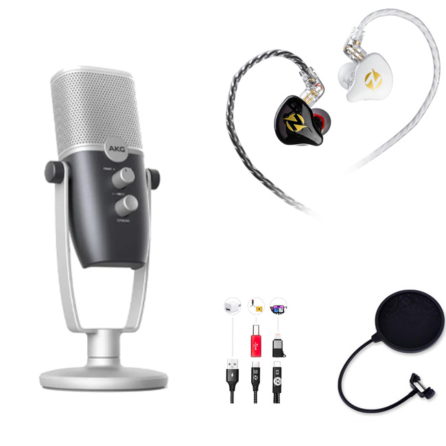 Combo thu âm cho điện thoại và máy tính AKG C22 và tai nghe QKZ63