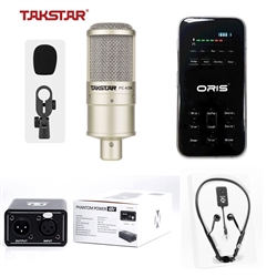 Combo Micro Takstar PC-K200 và Soundcard Livestream Oris có hiệu ứng điện tử, sử dụng pin sạc