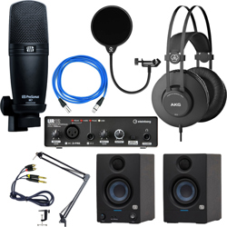 Combo thu âm nhạc và podcast dành cho cá nhân micro M7, soundcard UR12, Tai nghe K52, Loa Eris 3.5 Gen 2 kèm phụ kiện