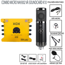 Combo Micro Condenser NMC-AUDIO NA9302 và Sound Card XOX K10 kèm tai nghe và phụ kiện