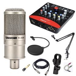 Combo Micro Livestream PC-K200 và Soundcard Upod Pro kèm phụ kiện