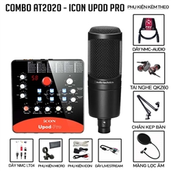 Bộ Livestream gồm MIcro Audio Technica AT2020 và Soundcard Upod Pro kèm phụ kiện đầy đủ
