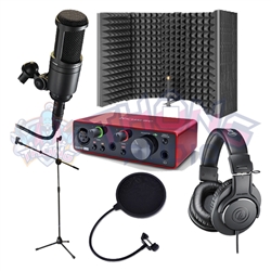 Combo Thu Âm Micro Audio Technica AT2020 và Soundcard Focusrite Solo, Tai nghe ATH-M20X kèm phụ kiện