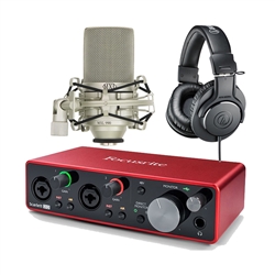 Combo Micro Thu Âm MXL 990 và Soundcard Focusrite 2i2 kèm Tai nghe Audio Technica M20x