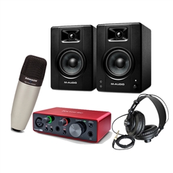 Combo Micro Thu Âm C01, Soundcard Scarlett Solo & Loa BX4 D3 và Tai Nghe Samson SR850