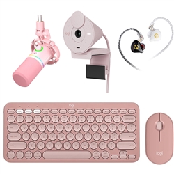 Combo làm việc Logitech K380s, M350s webcam Brio 300 và micro Maono PD200x